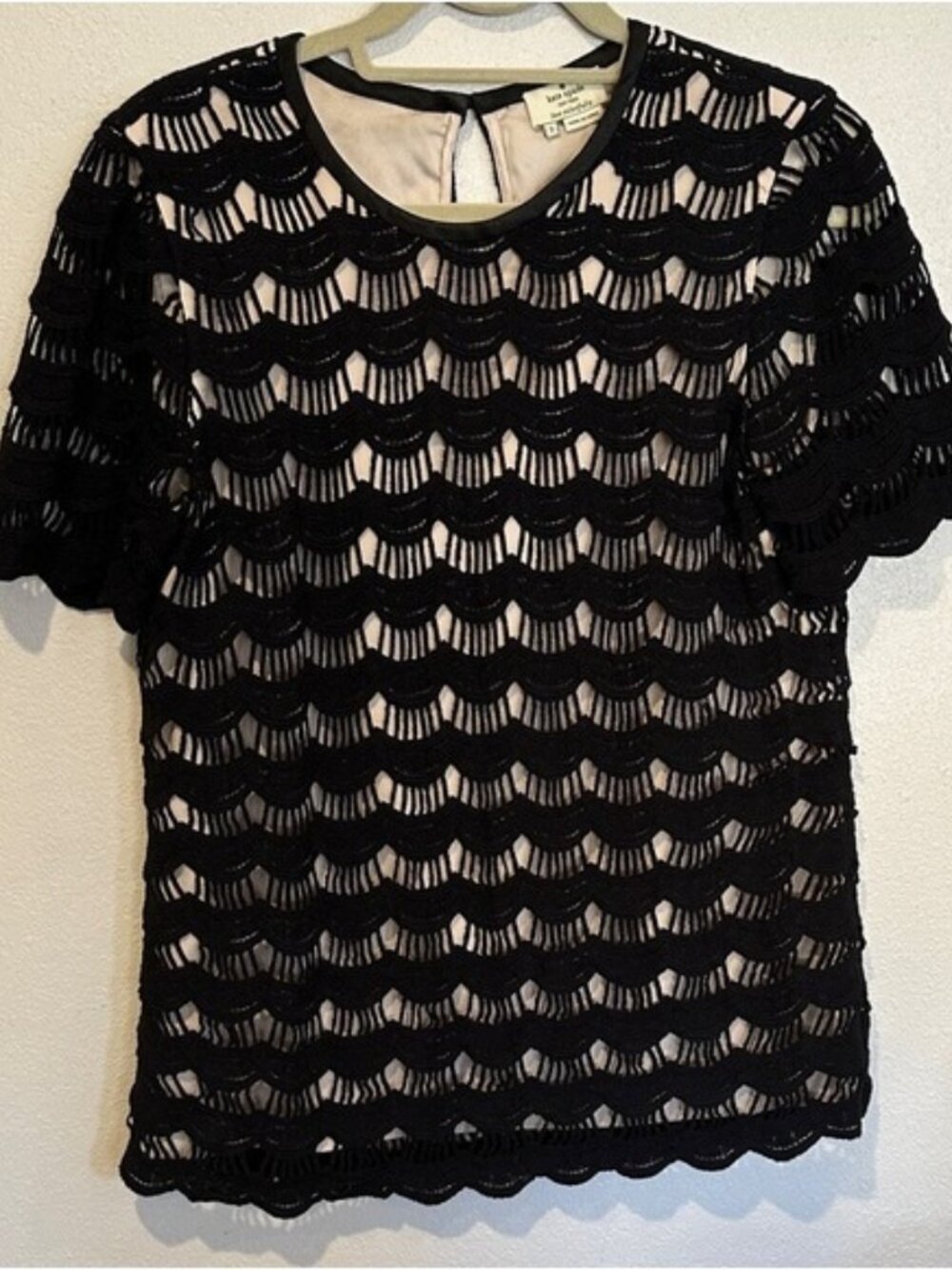 Black Scalloped Lace Top Size 2